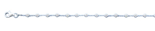 Sterling Silver Polished Diamond Cut Bead Anklet Length-10inches, Chain Thickness-3mm