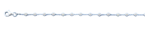 Sterling Silver Polished Diamond Cut Bead Anklet Length-10inches, Chain Thickness-3mm