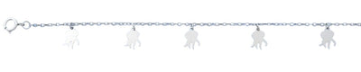 Sterling Silver Rhodium Plated Octopus Charm Anklet