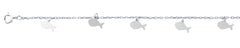 Sterling Silver Rhodium Plated Fish Charm Anklet