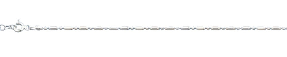 Sterling Silver Bar and Dot 1.2mm Chain Anklet