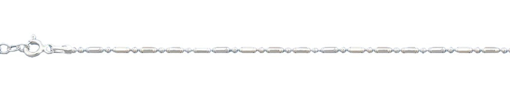 Sterling Silver Bar and Dot 1.2mm Chain Anklet