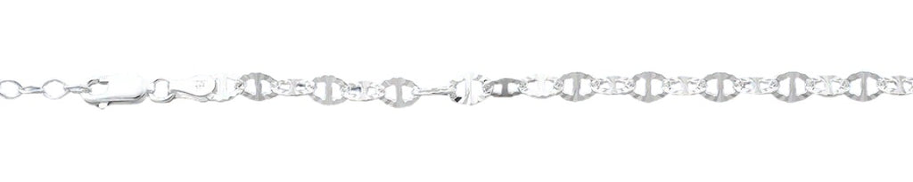 Sterling Silver Diamond Cut Mariner Chain Anklet