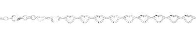 Sterling Silver Diamond Cut Hearts Anklet