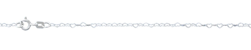 Sterling Silver Polished Open Hearts Anklet