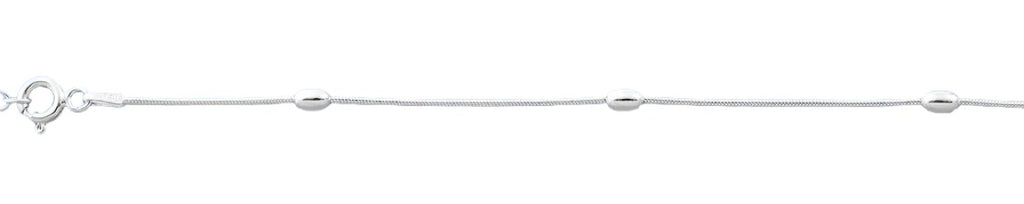 Sterling Silver Polished Oval Beads Anklet