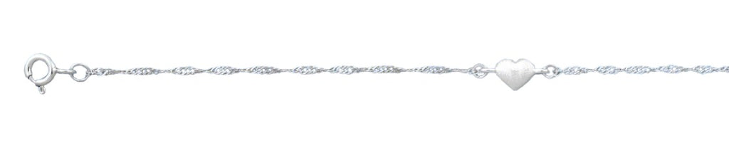 Sterling Silver Diamond Cut Heart Anklet