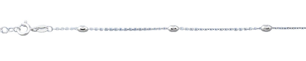 Sterling Silver Polished Diamond Cut Bead Anklet