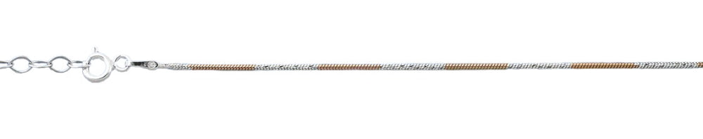 Sterling Silver 1mm Diamond Cut Two Tone Anklet