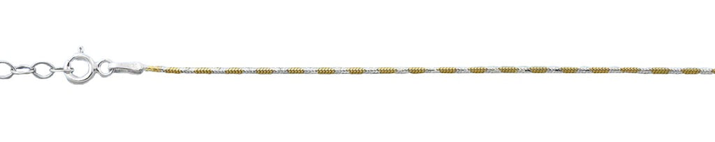 Sterling Silver Diamond Cut Two tone Anklet
