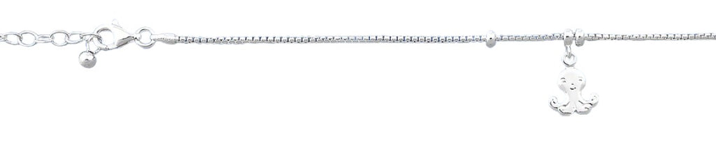 Sterling Silver Polished Octopus Anklet
