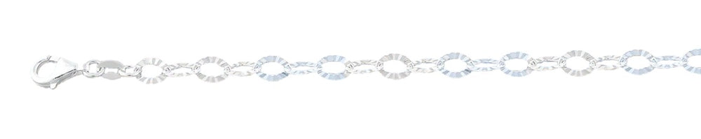 Sterling Silver Diamond Cut Ovals Anklet