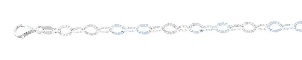 Sterling Silver Diamond Cut Ovals Anklet