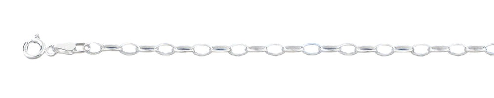 Sterling Silver Polished Oval Link Chain Anklet