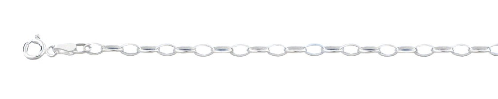 Sterling Silver Polished Oval Link Chain Anklet