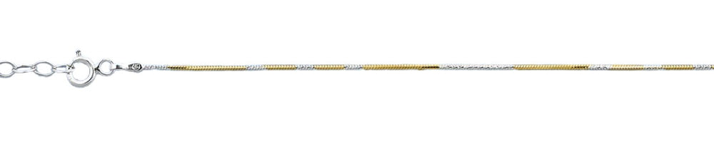 Sterling Silver Diamond Cut And Gold Plated Snake Chain Anklet