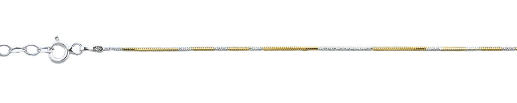 Sterling Silver Diamond Cut And Gold Plated Snake Chain Anklet