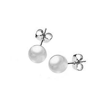 Sterling Silver Round Plain Ball Stud Earrings