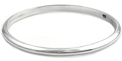 Sterling Silver Polished 4mm Plain Bangle Bracelet