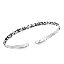 Load image into Gallery viewer, Sterling Silver Oxidized Knot 3mm Bangle Bracelet