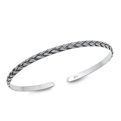 Sterling Silver Oxidized Knot 3mm Bangle Bracelet