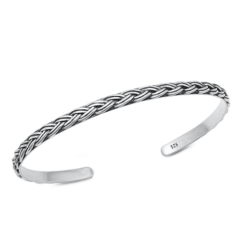 Sterling Silver Oxidized Knot 4mm Bangle Bracelet