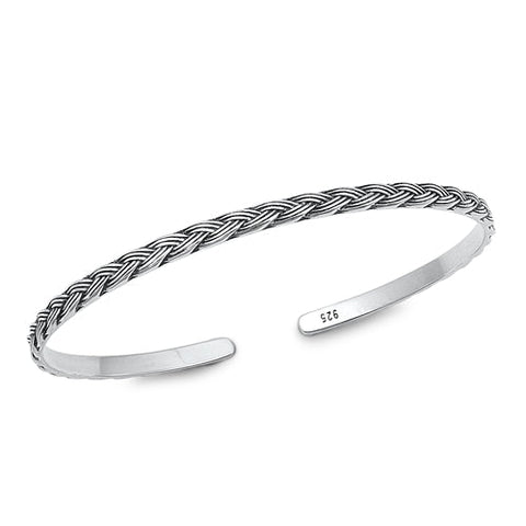 Sterling Silver Oxidized Knot Bangle Bracelet