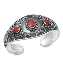 Load image into Gallery viewer, Sterling Silver Oxidized 28mm Red Carnelian Stone Bangle Bracelet