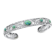 Load image into Gallery viewer, Sterling Silver Oxidized Genuine Turquoise Bangle Bracelet-9mm