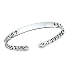 Load image into Gallery viewer, Sterling Silver Oxidized ID Bangle Bracelet