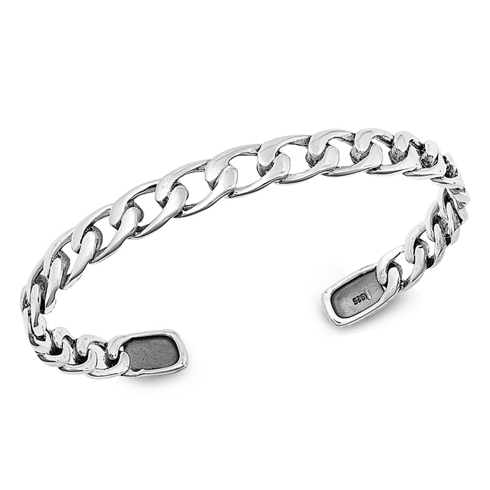 Sterling Silver Oxidized Chain Bangle Bracelet