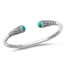 Load image into Gallery viewer, Sterling Silver Oxidized Turquoise Stone Bangle Bracelet