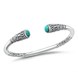 Sterling Silver Oxidized Turquoise Stone Bangle Bracelet