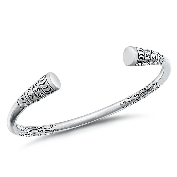 Sterling Silver Oxidized Bangle Bracelet-3.7mm