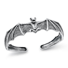 Load image into Gallery viewer, Sterling Silver Oxidized Bat Bangle Bracelet