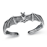 Sterling Silver Oxidized Bat Bangle Bracelet