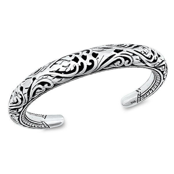 Sterling Silver Oxidized Vines Bangle Bracelet