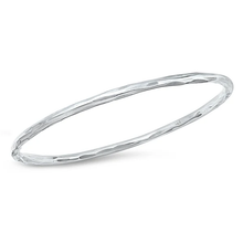 Load image into Gallery viewer, Sterling Silver Polished Hammered Bangle Bracelet