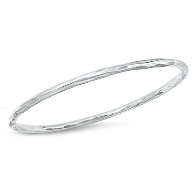 Sterling Silver Polished Hammered Bangle Bracelet
