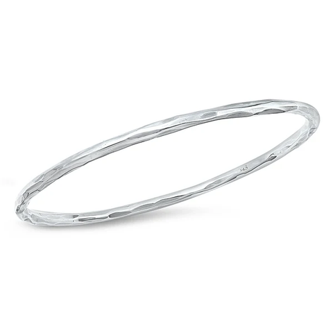 Sterling Silver Polished Hammered Bangle Bracelet