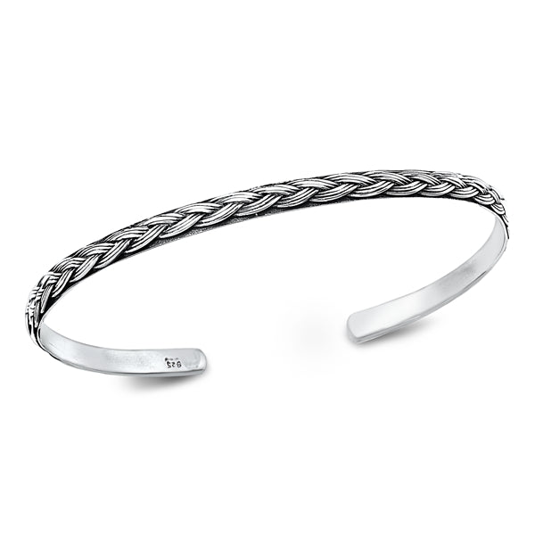 Sterling Silver Oxidized Braided Bangle Bracelet