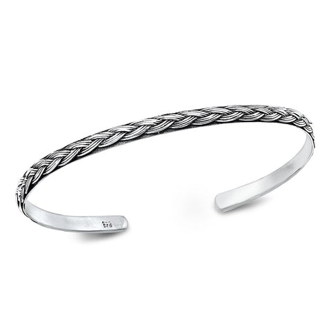 Sterling Silver Oxidized Braided Bangle Bracelet