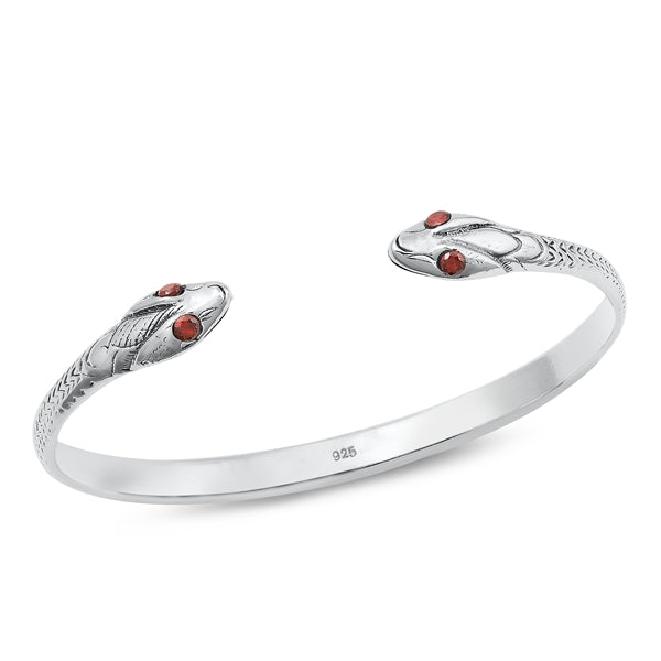 Sterling Silver Oxidized Snakes Bangle Bracelet-5mm