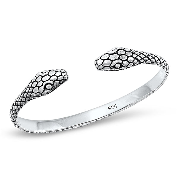 Sterling Silver Oxidized Snakes Bangle Bracelet