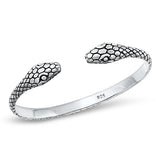 Sterling Silver Oxidized Snakes Bangle Bracelet