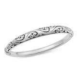 Sterling Silver Oxidized Vines Bangle Bracelet-8.2mm