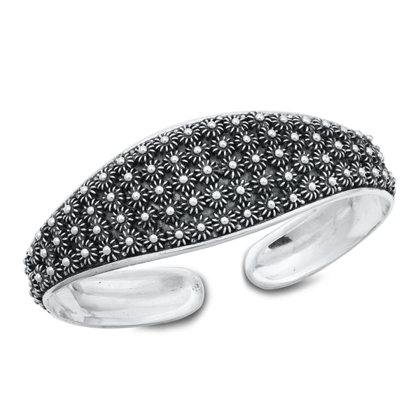 Sterling Silver Oxidized Bali Bangle Bracelet-20.8mm