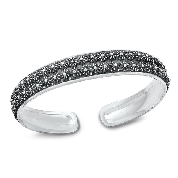 Sterling Silver Oxidized Bali Bangle Bracelet-10mm