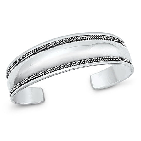 Sterling Silver Oxidized Bangle Bracelet-17.5mm