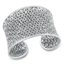 Load image into Gallery viewer, Sterling Silver Oxidized Basket Weave Handmade Cuff Bracelet